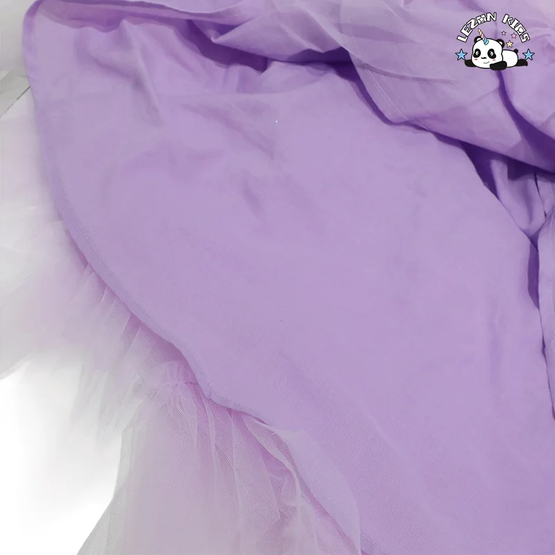 LEZONKIDS - Vestido Princesa Casual para Meninas Verão Cetim Maxi com Manga Bufante e Babado Sólido Decote Única Costa Aberta Meninas Vestido
